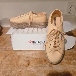 Superga Orange Apricot Twine Platform Canvas & Sneakers